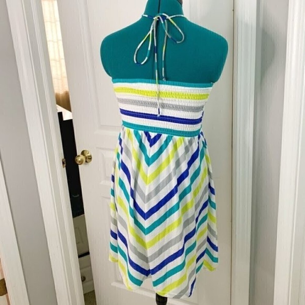 American Eagle NWT Tube Halter Chevron Summer Beach Casual Print Dress - Picture 8 of 10